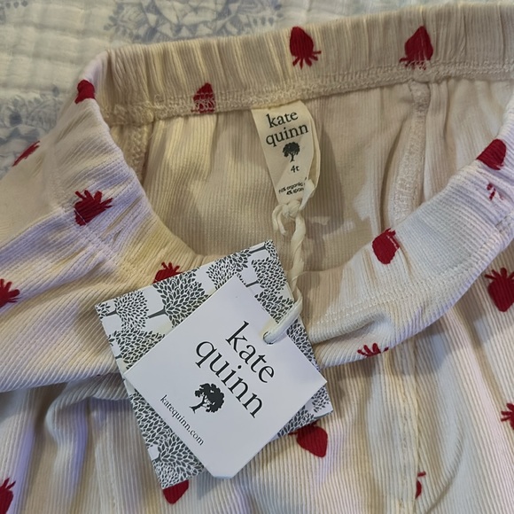 NWT Kate Quinn pants in off white cream colored with red strawberries 🍓 - Picture 3 of 4